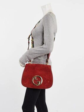Gucci Red Suede Blondie Crossbody Bag